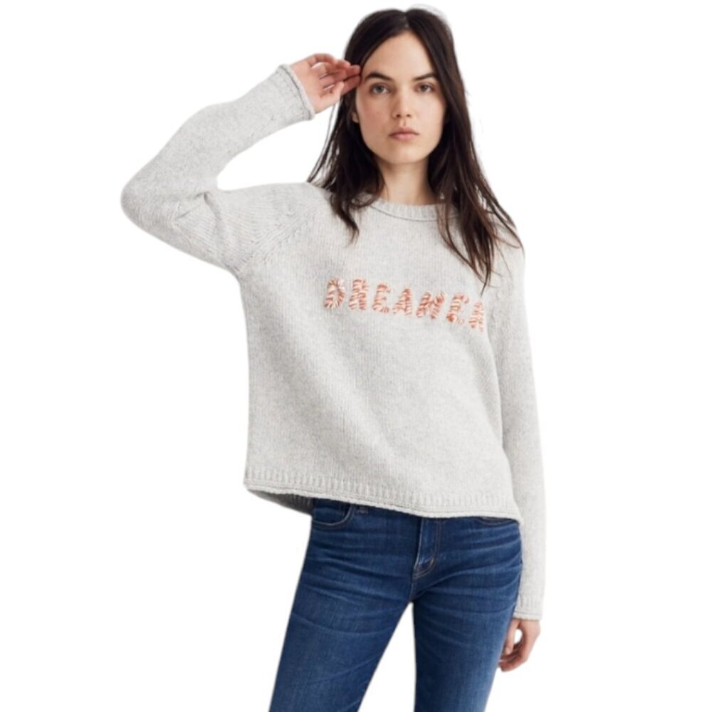 Madewell Dreamer Embroidered Keaton Pullover Sweater Sz M